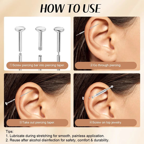 How to use Piercing Taper Ball Grabber Kit Pro Grade For Easy Jewelry Swaps Stainless Steel 14G 16G 18G 20G in ear