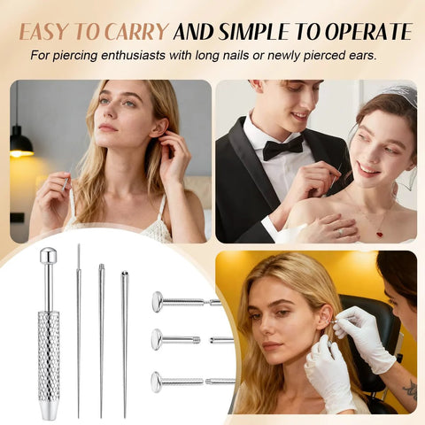 Piercing Taper Ball Grabber Kit Pro Grade For Easy Jewelry Swaps Stainless Steel 14G 16G 18G 20G display and usage