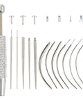 All In One Piercing Taper Kit With Ball Grabber Tool And 12Pcs Stainless Steel Flat Back Earrings Set for 14G 16G 18G 20G