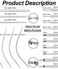 Diagram of Piercing Tapers Set 14G 16G 18G 20G Stainless Steel Threadless Insertion Pin Screws Curved Stretching Kit for Ear Nose Navel