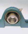1 1/8 Inch Bore Bearing Pillow Block C251-18 shown from the front, green metal housing, Rexnord compatible for industrial machinery.