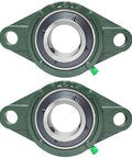 2 Pack 1-3/8 Bore Pillow Block Bearing With Flange Mount 2 Bolt Self Aligning Pillow Block Bearings On Solid Cast Iron Base