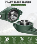 2 Pack 1-3/8 Bore Pillow Block Bearing With Flange Mount 2 Bolt Self Aligning Pillow Block Bearings On Solid Cast Iron Base Premium Bearing Steel Durable Heavy Duty Support For Industrial Machinery And Conveyors