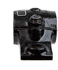 Side view of Pillow Block Sleeve Bearing 2-15/16 Inch Cast Iron Housing, Heavy-Duty Industrial Grade Block with Sealed Bearings.
