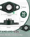 10 Pack UCFL204-12 Pillow Block Bearing 3/4 in Bore Shaft Flange Mount Ball Bearing Unit 2-Bolt image showing measurements and product design.