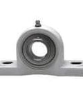 Set screw pillow block bearing 35mm bore single white mounted unit with flange housing for shafts; compatible with sealed ball bearing inserts
