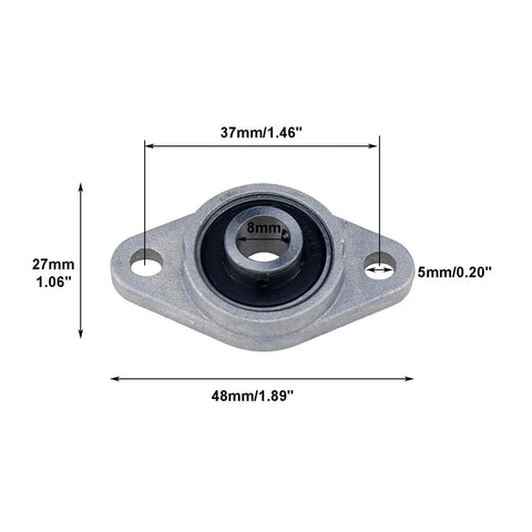 Detailed image of Four Piece Pillow Block Bearing Set KFL08 Self Alignment Flange, zinc alloy steel with 8mm ID and 5/16 inch bore.