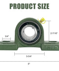 Front view of 4 PCS UCP202-10 5/8 inch Pillow Block Bearing showing size dimensions and chrome steel construction.