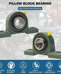 4 Pack UCP205-16 Pillow Block Mounted Ball Bearing - 1" Bore - Solid Cast Iron Base - Self Aligning shown in various views