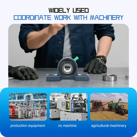 Two Pack UCP205-16 Mounted Pillow Block Bearing Set with person demonstrating use in machinery setup