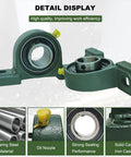 2 Pack UCP205-16 Pillow Block Mounted Ball Bearing - 1" Bore - Solid Cast Iron Base - Self Aligning, detail view of materials and features