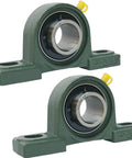 2 Pack UCP205-16 Pillow Block Mounted Ball Bearing - 1" Bore - Solid Cast Iron Base - Self Aligning front view