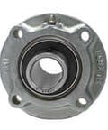 Front view of 2 Wide Set Screw Piloted Flange Ball Bearing UCFCS210-32NP Nickel Finish Single Unit for Shaft Support Pillow Block Alternative