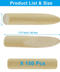 Solid Wood Pocket Hole Plugs Set for Three Eighths Inch Holes, Paint Grade Pine Dowels, 150 Pieces, size details