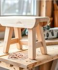 Wooden stool on workbench with 100 Pack Pine Wood Pocket Hole Plugs Three Eighths Inch For Pocket Hole Jig And Woodworking Projects nearby.