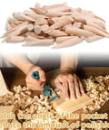 Close-up of 100 Pack Pine Wood Pocket Hole Plugs Three Eighths Inch For Pocket Hole Jig And Woodworking Projects with a woodworking scene.