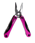 Pink 14-In-1 Aluminum Multi-Tool With Stainless Steel Tools for DIY, home, camping, and everyday carry; pliers visible.