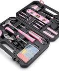 Open Pink 142-Piece Household Tool Kit With Storage Case for Home Repairs and DIY Projects