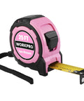 Pink Twenty Five Foot Tape Measure With Magnetic Hook And Nylon Coated Blade for durable easy read measurements.