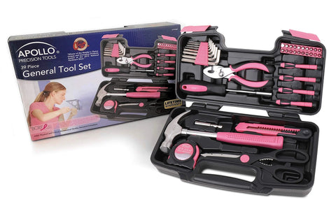 39 Piece General Household Tool Set In A Sturdy Toolbox Case For Everyday Home Repairs, DIY Projects, And Crafts, open view