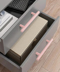 5 Pack Modern Pink T Bar Cabinet Handles For Dressers And Cabinets Center To Center 3 3 Quarters Inch, 5.9 Inch Length, installed view