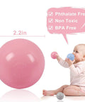 Baby playing with 2.2-inch pink soft plastic ball, 50 Balls Soft Plastic Ball Pit Balls for Kids, Gift for Baby Toddler Birthday Christmas