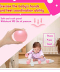100 Ball Pit Balls for Kids, Plastic Balls for Ball Pit shown with baby, emphasizes coordination and durability, pink ball close-up.