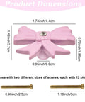 Pink Bow Cabinet Knobs Set 12 Pieces Zinc Alloy Single Hole Drawer Knobs dimensions and screw sizes