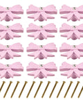 Pink Bow Cabinet Knobs Set 12 Pieces Zinc Alloy Single Hole Drawer Knobs with screws for nursery girls room decoration