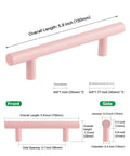 5 Pack Modern Pink T Bar Cabinet Handles for Dressers, Aluminum Alloy, 5.9" Length, Center to Center 3 3 Quarters Inch, Includes Screws