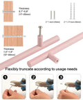 5 Pack Modern Pink T Bar Cabinet Handles showing screws, installation options, and adjustable length guide for dressers and cabinets.