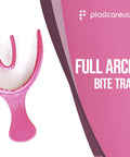 Full Arch Pink Disposable Dental Bite Registration Tray with Thumb Tab and Mesh Material
