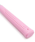 Close-up of a pink non-slip handle from an 8 oz claw hammer with a shock-absorbing grip for comfortable, accurate nail driving.