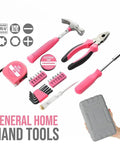 Pink Home Repair Tool Kit For Women Who DIY, 24 Piece Starter Hardware Set With Hammer, Pliers, And Screwdrivers