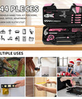 Pink 144 Piece Home Tool Kit Set With Plastic Toolbox Handy Starter Kit Built For Dorms Apartments And Office Repairs