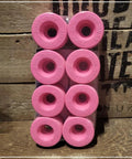 Set of 8 pink Velvet Indoor Roller Skate Wheels with Vanathane material, 55mm by 31mm, for smooth indoor rides, Sure Grip, USA.