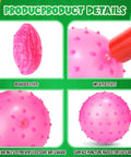 24 Pieces Knobby Balls 4.72" Bouncy Spiky Sensory Ball Bulk Soft Inflatable Massage Stress Plastic Toy, pink inflation process