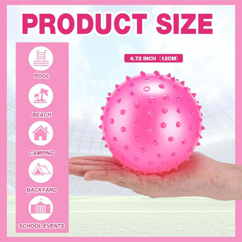 24 Pieces Knobby Balls 4.72" Bouncy Spiky Sensory Ball Bulk Soft Inflatable Massage Stress Plastic for Pool, Beach, Camping
