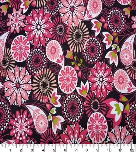 Pink Medallion Safety Fence Collar For Pups, One Hundred Percent Cotton Stuffed Dog Barrier Collar, Made In USA, floral fabric design