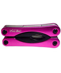 Folded Pink 14-In-1 Aluminum Multi-Tool With Stainless Steel Tools for DIY, Home, Camping, Everyday Carry – Compact and Lightweight