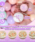 Comparison of pink soft plastic 2.2 inch ball with a baseball, showcasing size and eco-friendly features for Colorful Ball Pit Balls - Pink Soft Plastic Balls Phthalate Free BPA Free Play Balls for Ball Pool Birhtday Party Girls Kids with Storage Bag, 6Colors,100pcs.