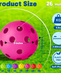 50 Pack Baseball Practice Balls Plastic Training Balls Lightweight Hollow Softballs with a Drawstring Bag for Hitting, Baseball Training Indoor Outdoor Use (8 Colors) showing product size and features.