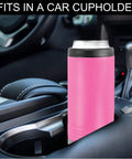 Personalized Slim Stainless Steel Can Coozie Holder For 12 Oz Slim Cans Vacuum Insulated Cooler in car cup holder