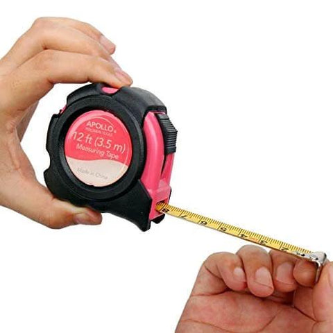 39 Piece General Household Tool Set In A Sturdy Toolbox Case For Everyday Home Repairs, DIY Projects, And Crafts, This Must Have Kit Includes Hammer Pliers Utility Knife Tape Measure Scissors Precision Screwdrivers Bits Bit Driver And More tape measure close-up