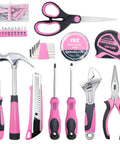 Pink 69 Piece Tool Kit For Women Portable Hand Tools Set For Home Repairs DIY Projects Office And Dorm, scissors, hammer, pliers