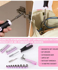 Pink Tool Kit for Women 146 Piece General Household Hand Tools Storage Toolbox showing screwdriver and ratchet set for DIY projects.
