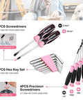 Pink 258 Piece Tool Kit For Women With Hammer And Screwdrivers Portable Home Repair Set For New Apartment DIY, screwdrivers and hex set