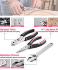Pink 258 Piece Tool Kit For Women With Hammer And Screwdrivers Portable Home Repair Set For New Apartment DIY, showing pliers and wrench.