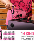 Woman using Pink Tool Kit For Women 42 Piece Home DIY Set For Repairs And Woodworking Projects, includes screwdriver and bits.