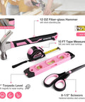Pink 258 Piece Tool Kit For Women With Hammer And Screwdrivers Portable Home Repair Set For New Apartment DIY